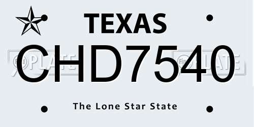 CHD7540 Texas License Plate