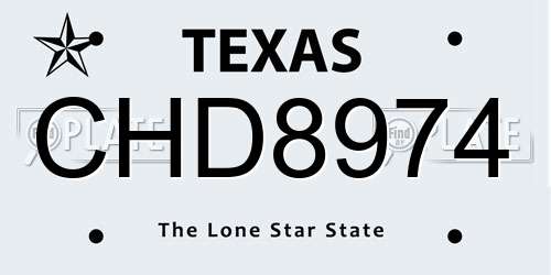 CHD8974 Texas License Plate