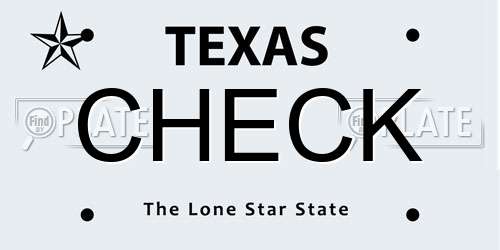 CHECK Texas License Plate