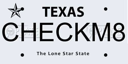 CHECKM8 Texas License Plate