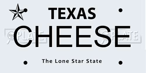 CHEESE Texas License Plate