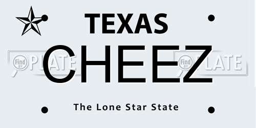 CHEEZ Texas License Plate