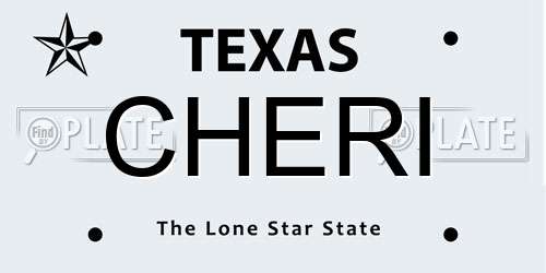 CHERI Texas License Plate