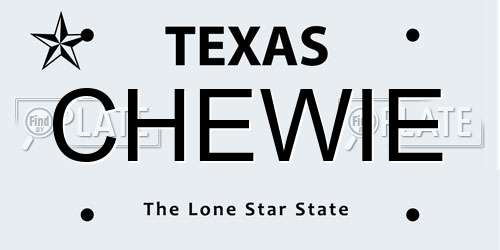 CHEWIE Texas License Plate