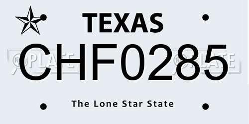 CHF0285 Texas License Plate