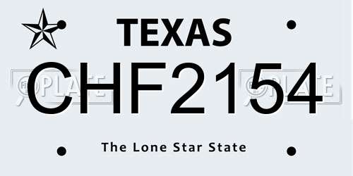 CHF2154 Texas License Plate