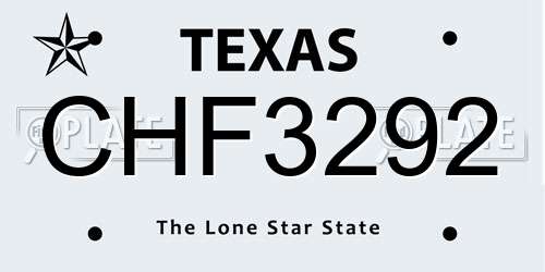 CHF3292 Texas License Plate