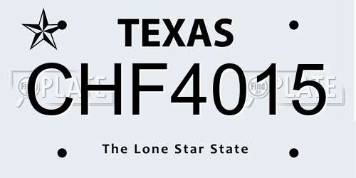 CHF4015 Texas License Plate