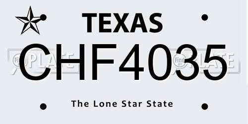 CHF4035 Texas License Plate