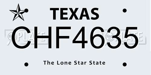 CHF4635 Texas License Plate