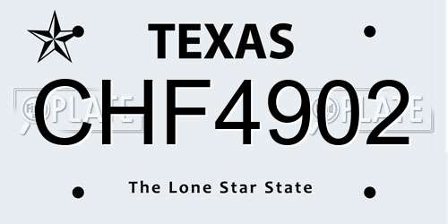 CHF4902 Texas License Plate