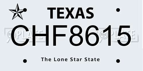 CHF8615 Texas License Plate