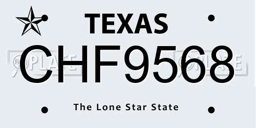 CHF9568 Texas License Plate