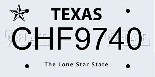 CHF9740 Texas License Plate