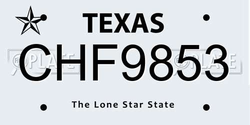 CHF9853 Texas License Plate
