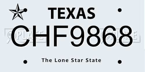 CHF9868 Texas License Plate