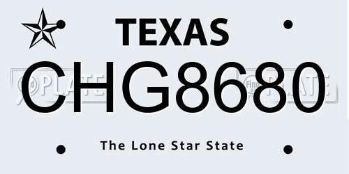 CHG8680 Texas License Plate