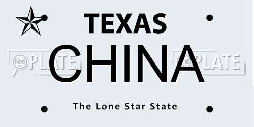 CHINA Texas License Plate