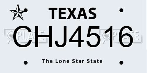CHJ4516 Texas License Plate