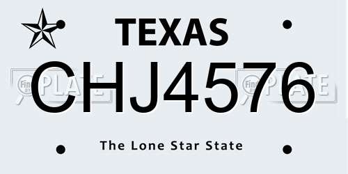 CHJ4576 Texas License Plate