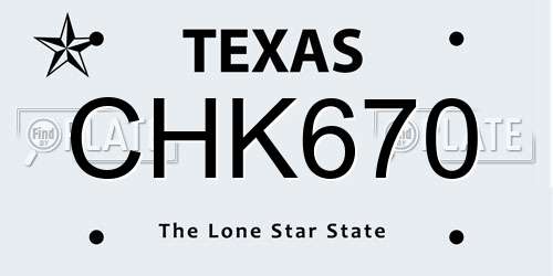 CHK670 Texas License Plate