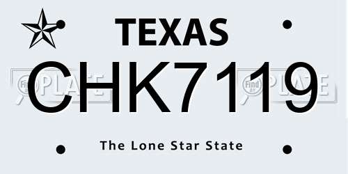 CHK7119 Texas License Plate