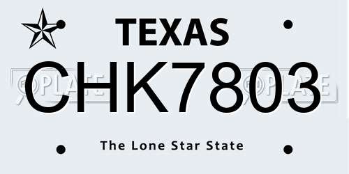 CHK7803 Texas License Plate