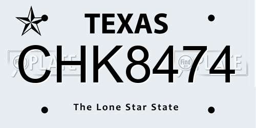 CHK8474 Texas License Plate
