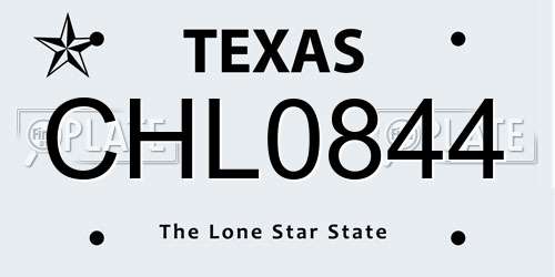 CHL0844 Texas License Plate