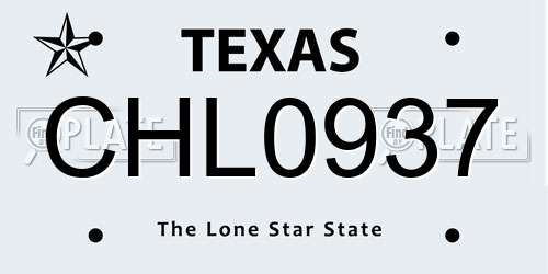 CHL0937 Texas License Plate