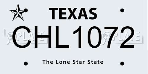 CHL1072 Texas License Plate