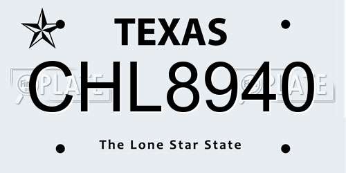 CHL8940 Texas License Plate