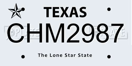 CHM2987 Texas License Plate