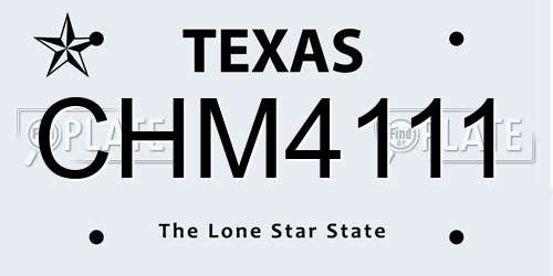 CHM4111 Texas License Plate