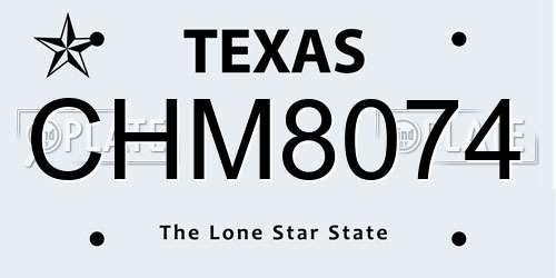 CHM8074 Texas License Plate