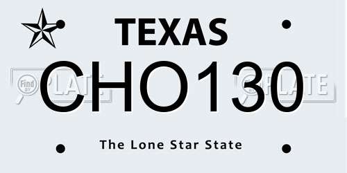 CHO130 Texas License Plate