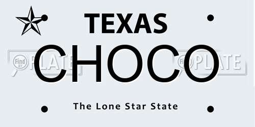 CHOCO Texas License Plate