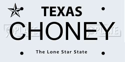 CHONEY Texas License Plate