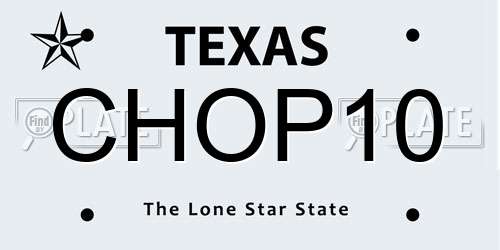CHOP10 Texas License Plate