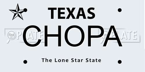 CHOPA Texas License Plate
