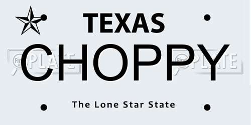 CHOPPY Texas License Plate