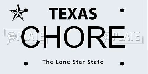 CHORE Texas License Plate