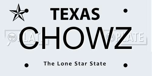 CHOWZ Texas License Plate