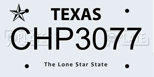 CHP3077 Texas License Plate