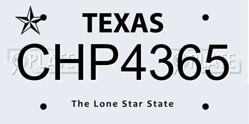 CHP4365 Texas License Plate