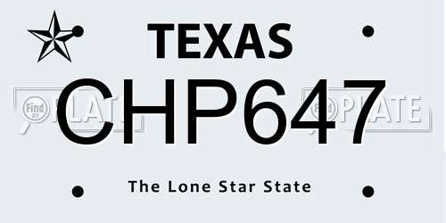 CHP647 Texas License Plate