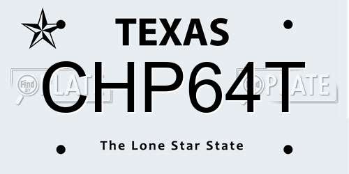 CHP64T Texas License Plate