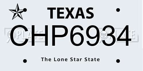 CHP6934 Texas License Plate