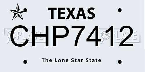 CHP7412 Texas License Plate