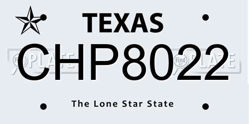 CHP8022 Texas License Plate